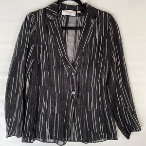 PerSe Carlisle Abstract Sheer Women Blazer Jacket sz 2 Statement Effortless Chic